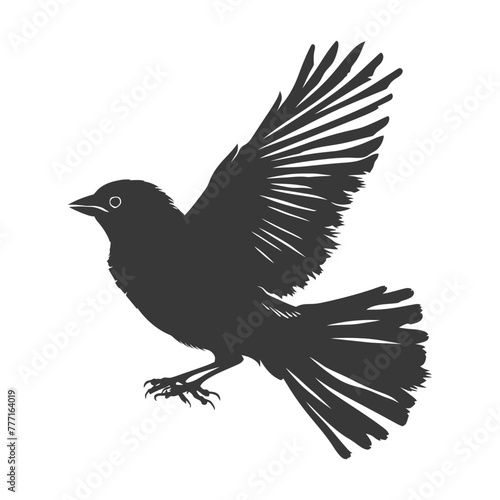 Silhouette House sparrow bird animal fly black color only
