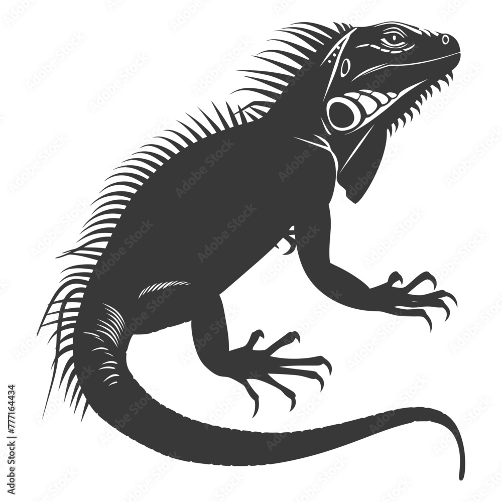 Obraz premium Silhouette Iguana Animal black color only full body