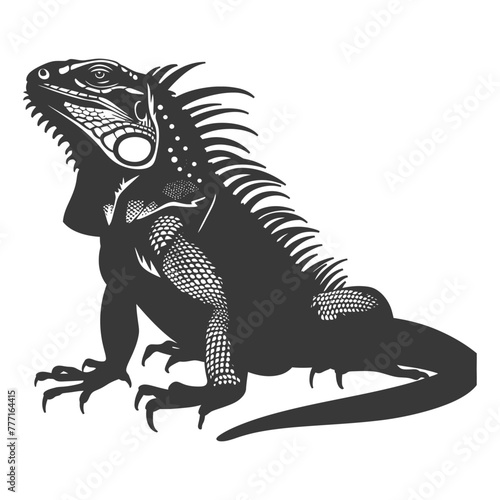 Silhouette Iguana Animal black color only full body