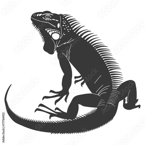 Silhouette Iguana Animal black color only full body