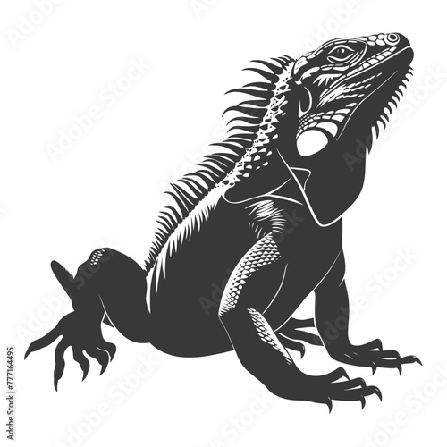 Silhouette Iguana Animal black color only full body