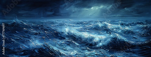 The Ocean's Majesty A Painting of a Stormy Sea Generative AI