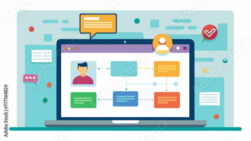 Closeup of a laptop screen displaying a collaborative learning platform with multiple tabs open to different discussion forums and resources.