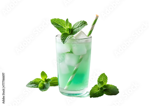 Tasty mint julep cocktail glass isolated on transparent background