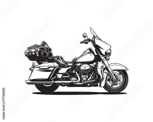 Moto touring, vector illustration - Motorbike isolated on white background