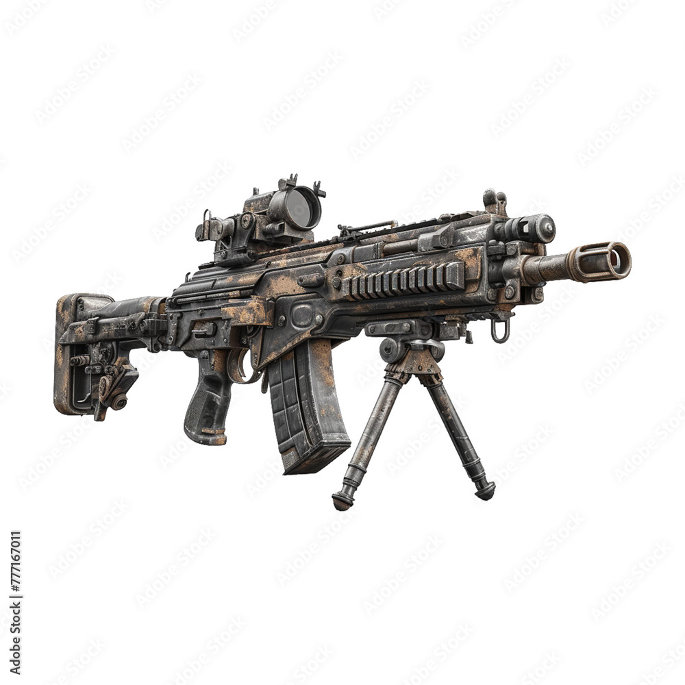 3d rendering m240 machine gun on transparent background 3d rendering m240 machine gun on transparent background
