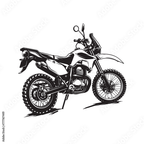 Moto off-road, vector illustration - Motorbike isolated on white background
