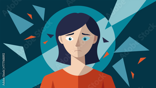 A person with a broken mirror for a face each shard reflecting a different negative emotion that has been inflicted by their emotionally