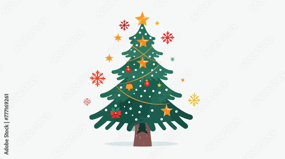 Christmas tree vector card flat vector isolated on white