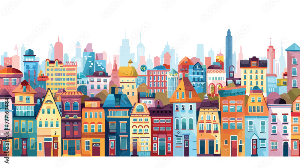 City building houses view skyline background 