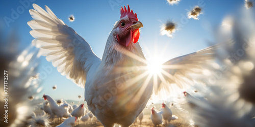 modification aims to make chickens resistant to bird flu, virus and flu fly around сreated with Generative Ai