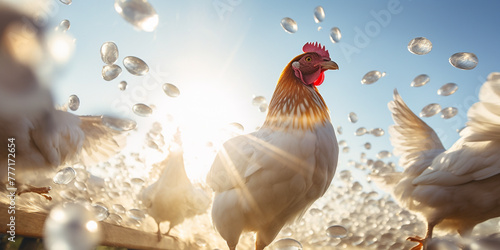 modification aims to make chickens resistant to bird flu, virus and flu fly around сreated with Generative Ai photo