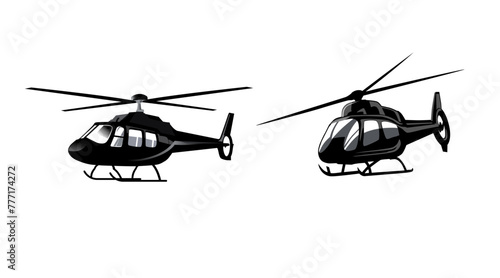 vector realistic helicopter icons (eps) on white background. 3d style high quality illustration. transportation, rescue, war, military, force, flight ect concept.  photo