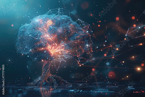 artificial intelligence robot, Machine learning, AI brain tree on big data network connection background, Science and artificial intelligence technology, innovation and futuristic,
