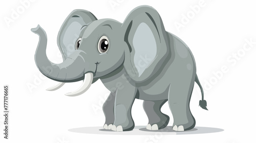 Cartoon funny elephant isolated on white background 