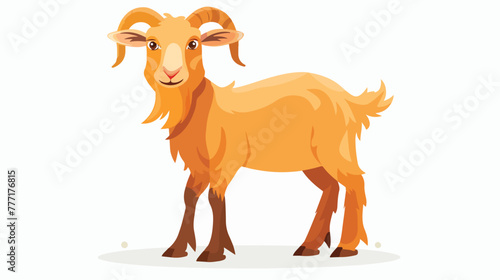 Cartoon funny goat isolated on white background flat
