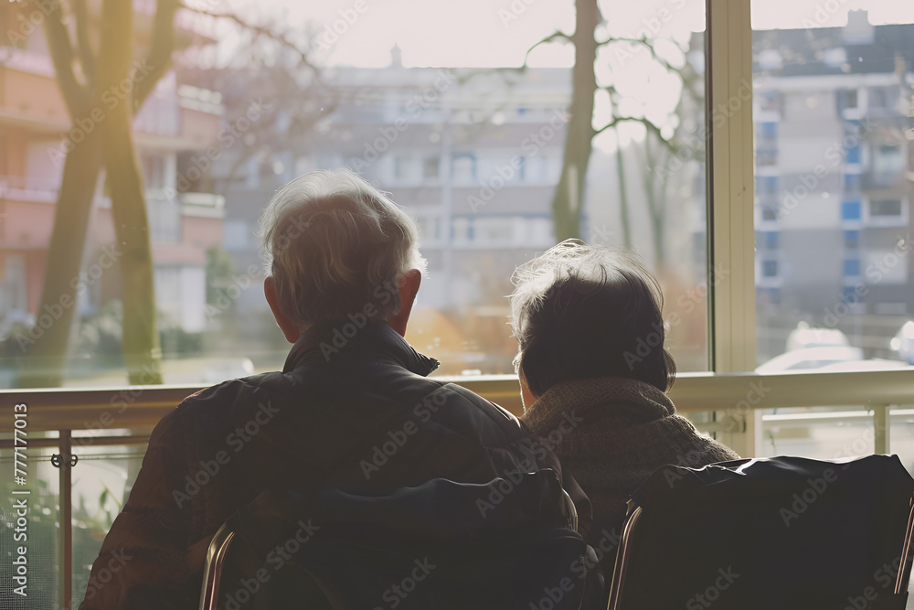 Elderly couple sitting together. Elderly couple sitting together.
