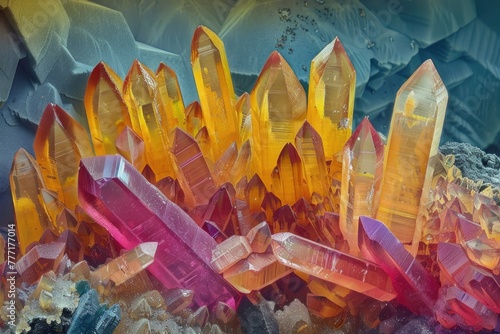 Quartz crystals in colored SEM  silicate mineral form of silica.