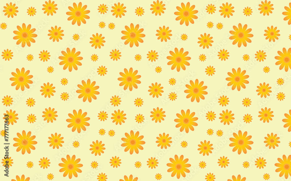 orange daisies flower on yellow background seamless pattern orange daisies flower on yellow background seamless pattern