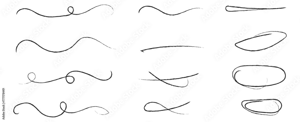 Brush strokes, black ink lines, vector abstract set with paint brush grunge texture on transparent background. Paintbrush strokes and ink smear stains. doodle underlines. vector illustration Brush strokes, black ink lines, vector abstract set with paint brush grunge texture on transparent background. Paintbrush strokes and ink smear stains. doodle underlines. vector illustration