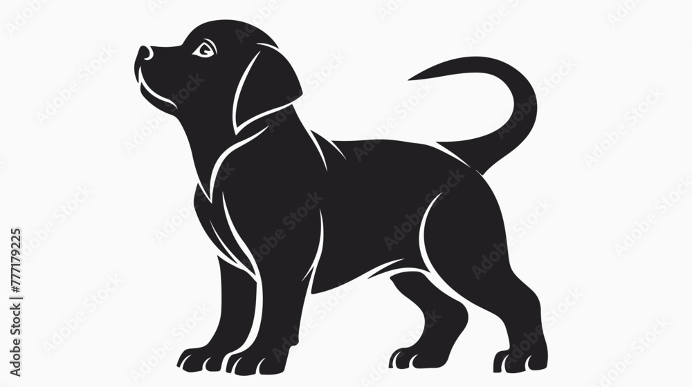 Dog silhouette vector illustration. Black and white