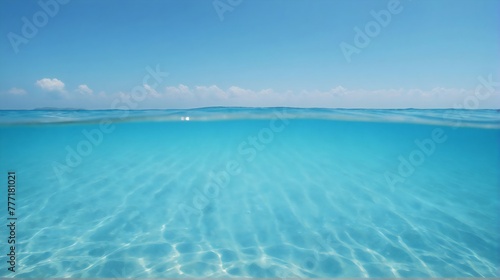 Transparent blue clear water surface