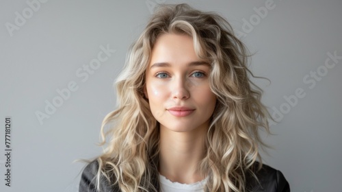 A woman with blonde hair posing for a picture, AI