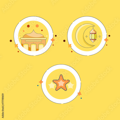 Eid al-Fitr icon set. vector icon. Eid Al Fitr. Can be used for banners, website icons, and greeting card accessories