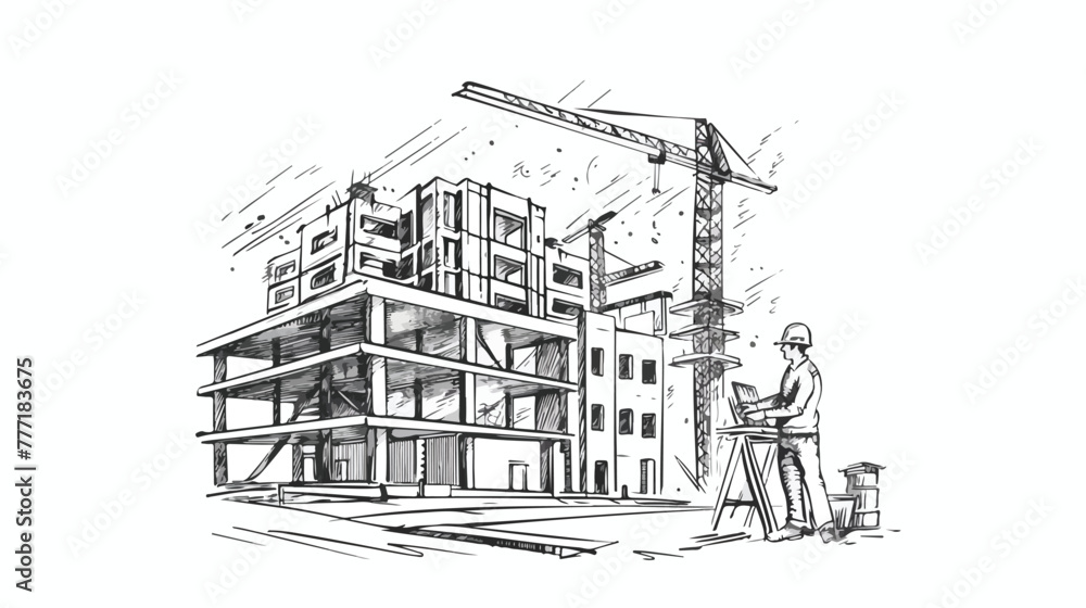 Architect designing buildings and structures illustration