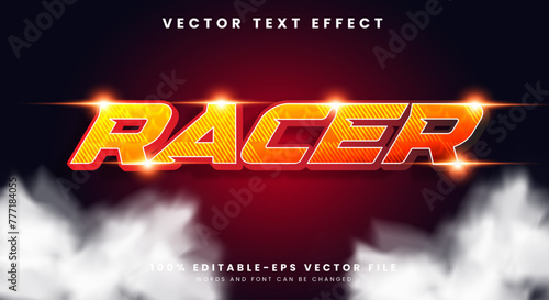 Red Speed Racer editable text effect with modern style