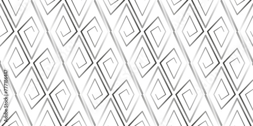 Seamless minimalist geometric pattern with rhombuses. Stilized ethnic ornament vector illustration. Monochrome gradient spirals curl on white background. For printing wallpaper, scrapbooking, textile. photo