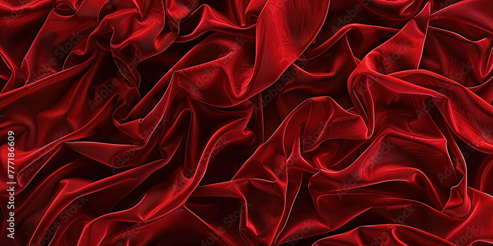 Bright red wavy background fabric texture abstraction