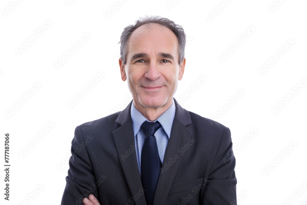 Satisfied businessman smiling at camera on white background. Satisfied businessman smiling at camera on white background.