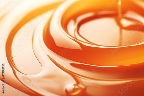 Caramel pouring into a glass. Golden mass cascades gracefully, adding sweetness to your day.