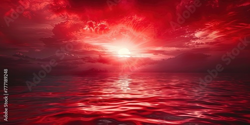 Red sunset sunrise over the sea ocean © Людмила