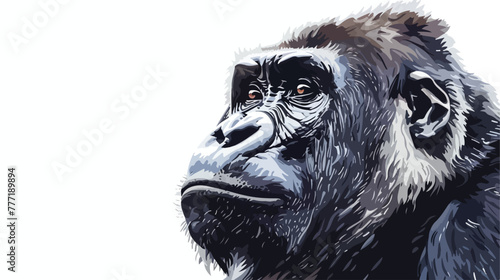 Gorilla animal art illustration with white background.