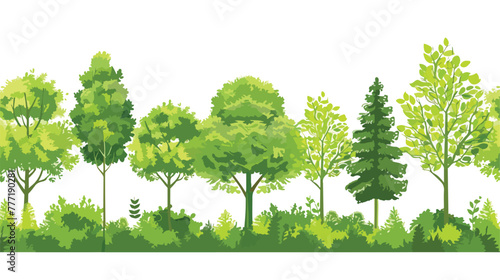 Green forest isolated on white background. flat vector