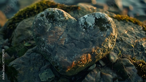 Rock in nature shaped like a heart