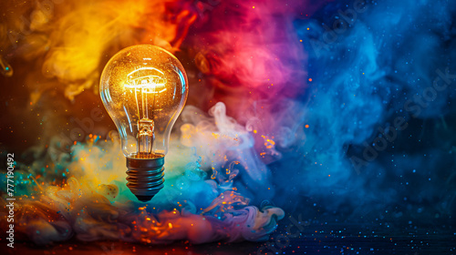 Exploding light bulb concept, representing breakthrough ideas and creative energy