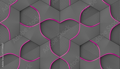 Seamless 3D geometric wallpaper pattern photo