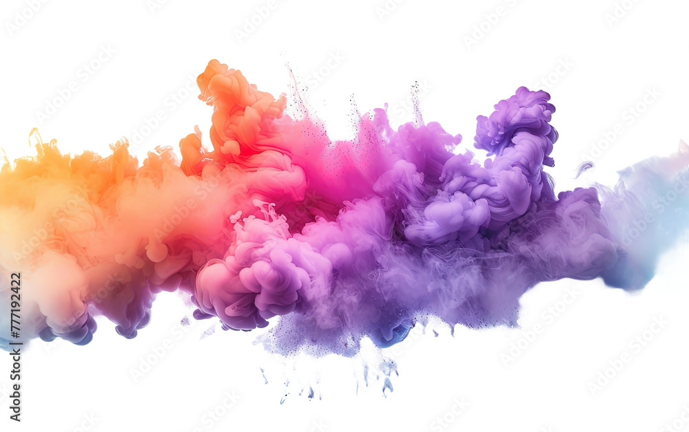 A colorful smoke explosion on white background,png