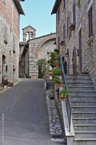 Corciano, vicoli, strade, case del vecchio borgo - Perugia, Umbria photo