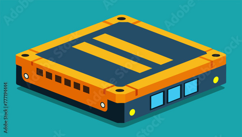 A closeup of the durable and rugged design of an edge computing device built to withstand the harsh conditions of a manufacturing environment.