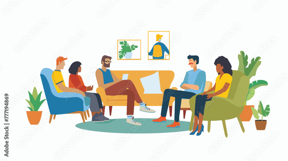 People at group therapy session indoors closeup flat Vector
