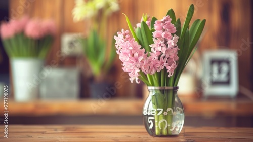 Pink hyacinth in a vase .AI generated image