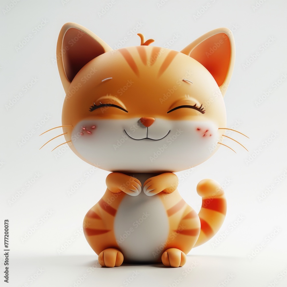 An orange and white cat with its eyes closed. An orange and white cat with its eyes closed.