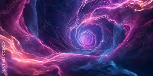 A vibrant digital illustration representing a swirling energy vortex in hues of purple and pink