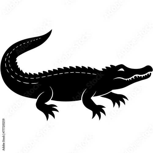 Simple    crocodile  Silhouette Vector logo Art, Icons, and Graphics vector illustration © Maruf