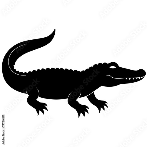 Simple    crocodile  Silhouette Vector logo Art, Icons, and Graphics vector illustration © Maruf