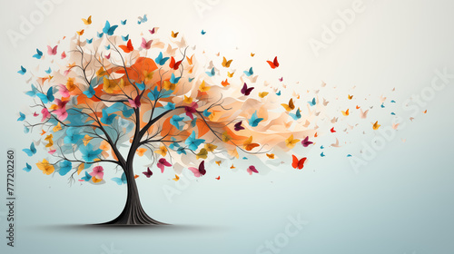 Colorful Abstract Butterfly Tree Artwork for Creative Decor